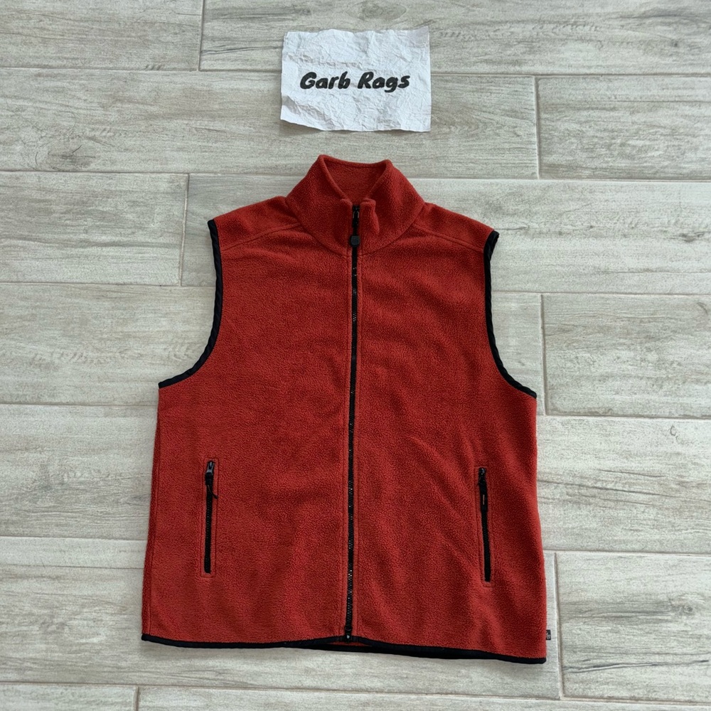St. John's Bay - Men's Sleeveless Jacket Full Zip Orange Plush Fleece Size Large